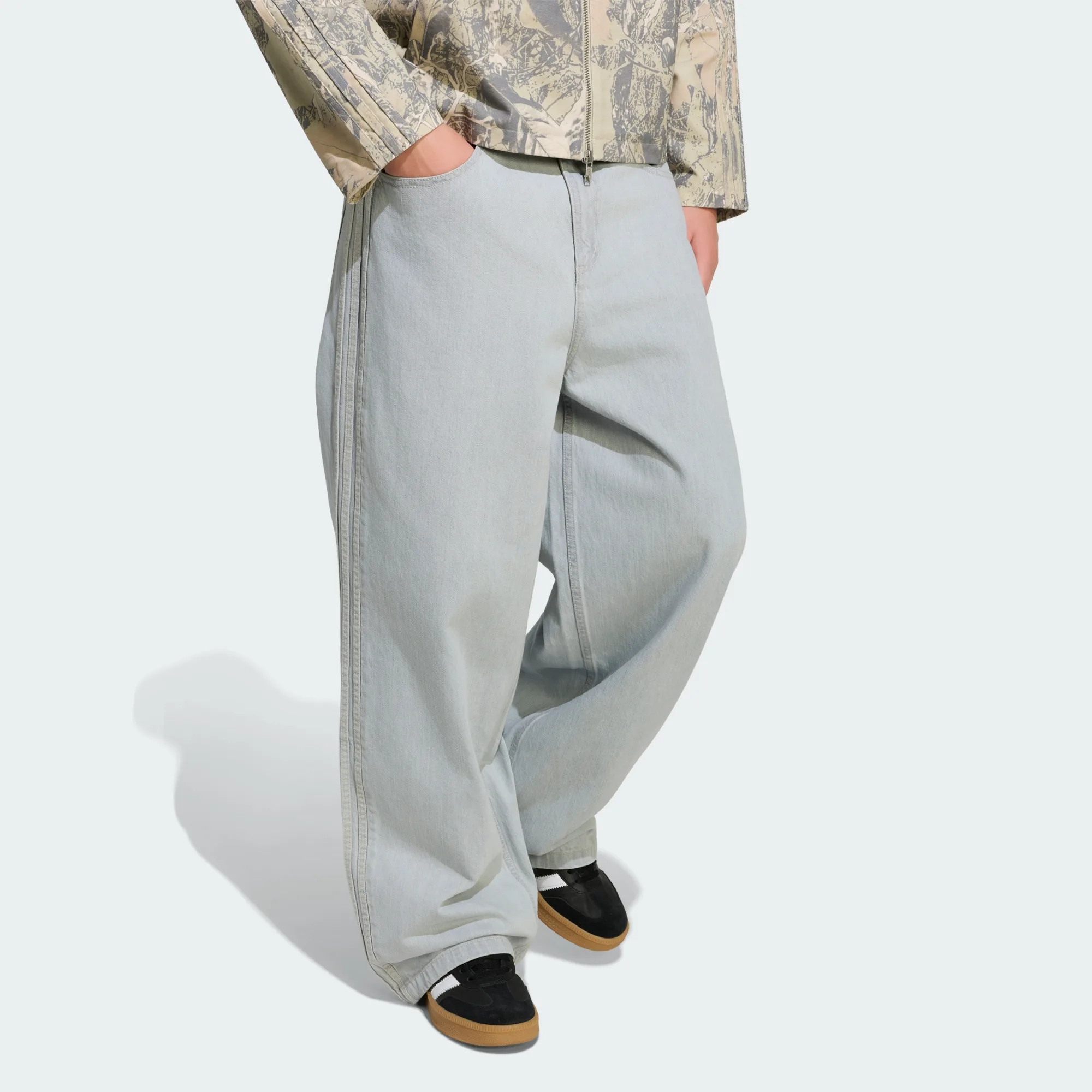 Adidas 90S Alternative Sport Wide Leg Skater Jeans Blu