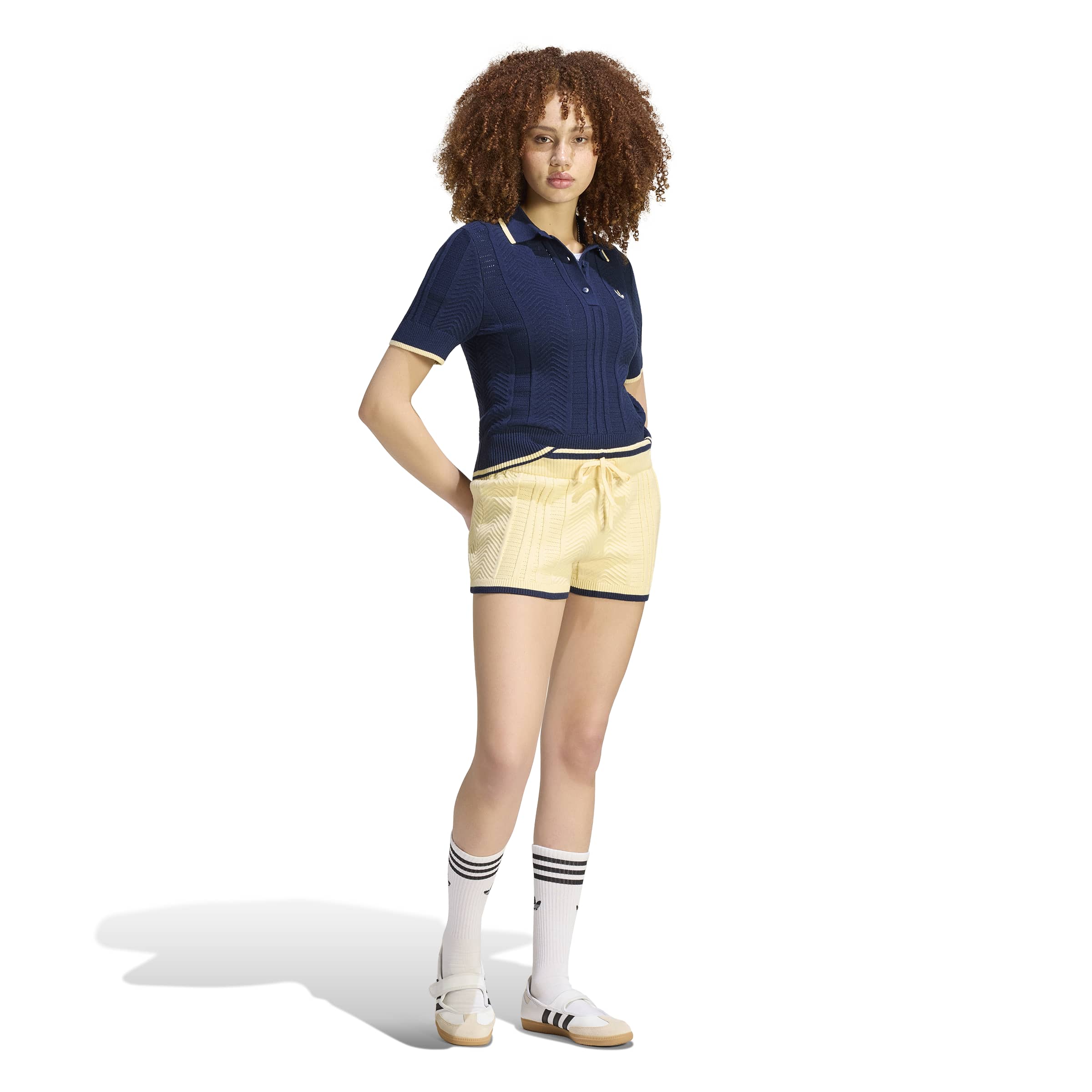 Adidas Cable Knit Cali Tee Polo Blue
