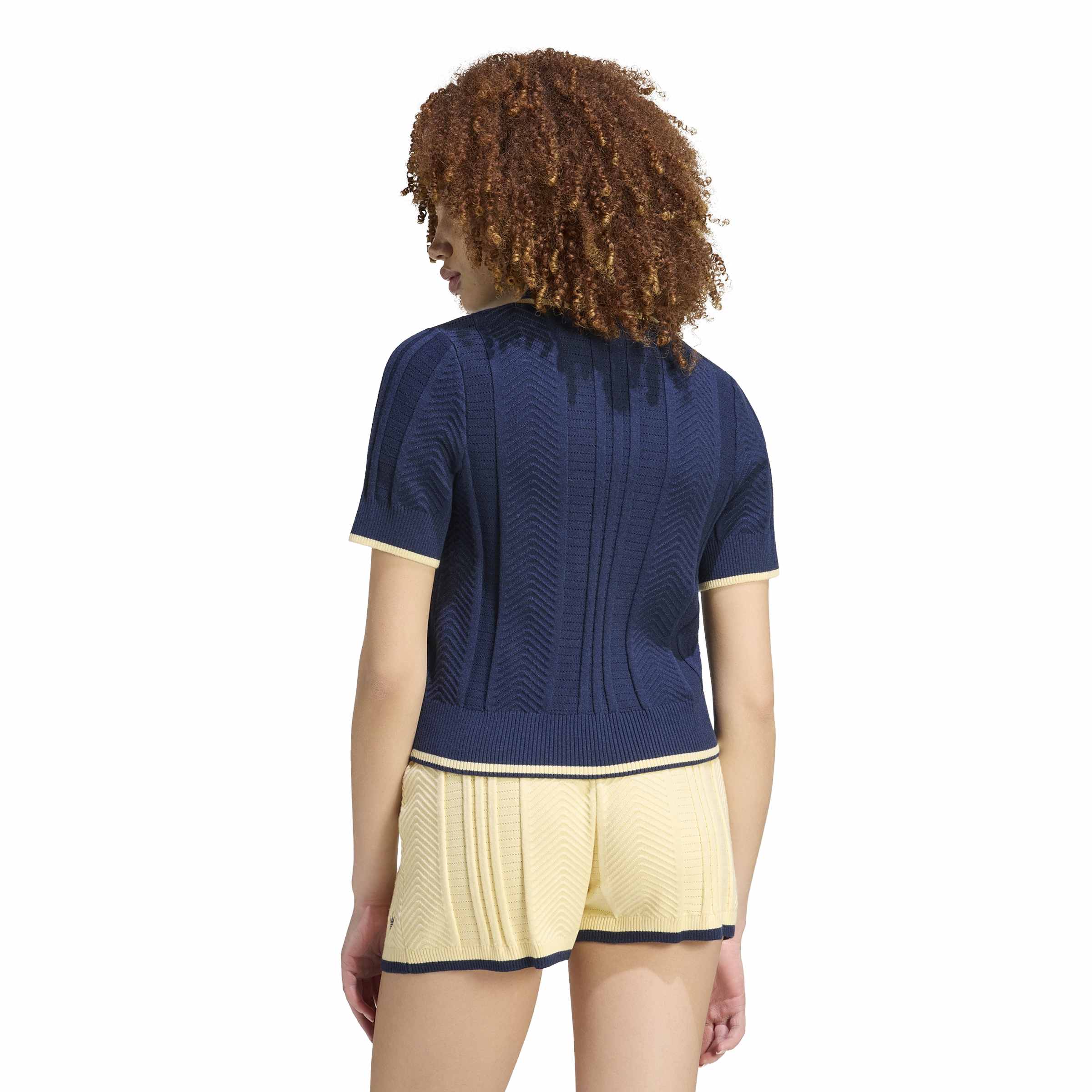 Adidas Cable Knit Cali Tee Polo Blue