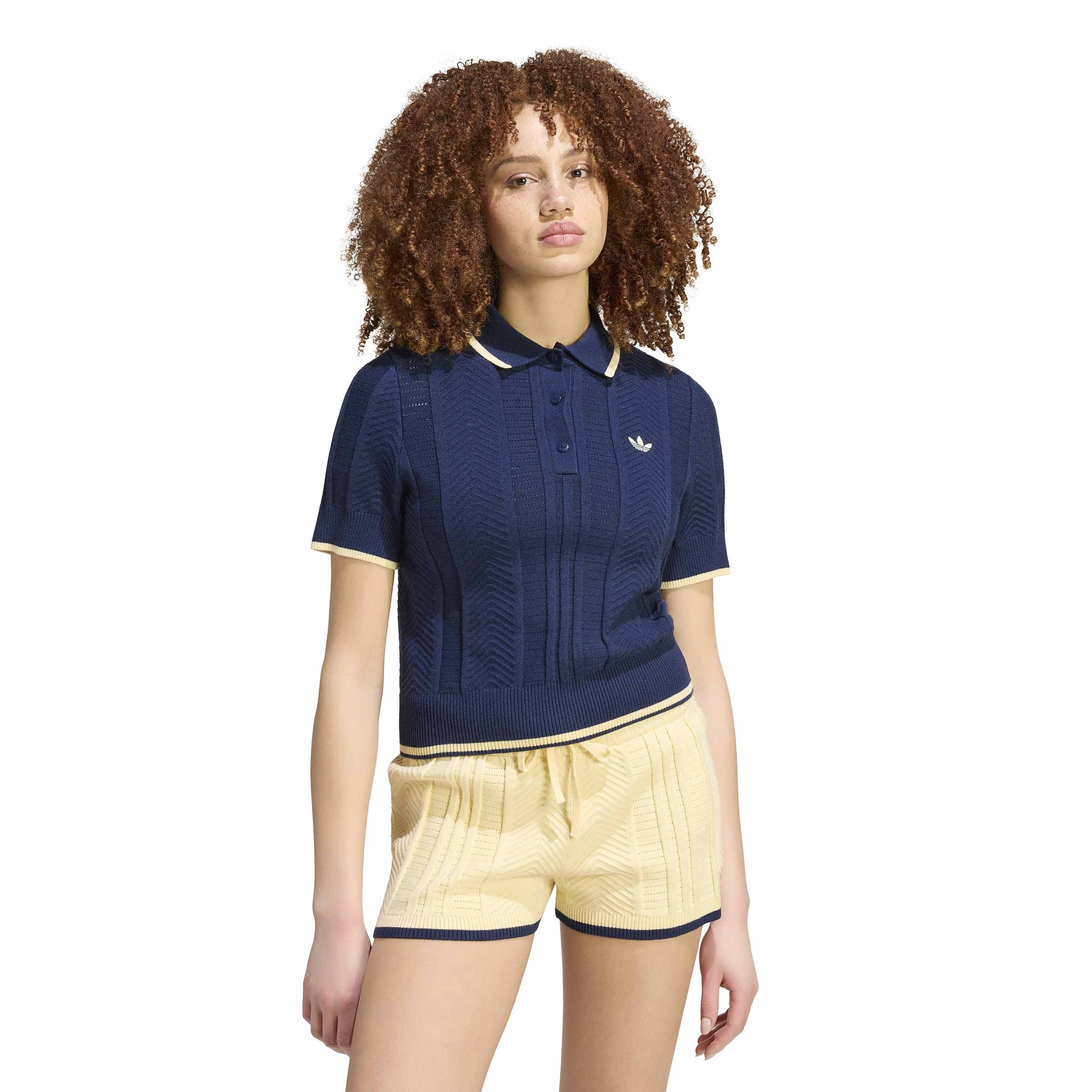 Adidas Cable Knit Cali Tee Polo Blue