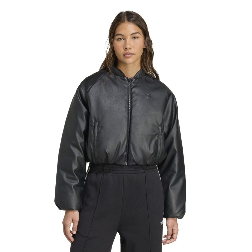 Adidas Pleather Bomber Synthetic Down Jacket