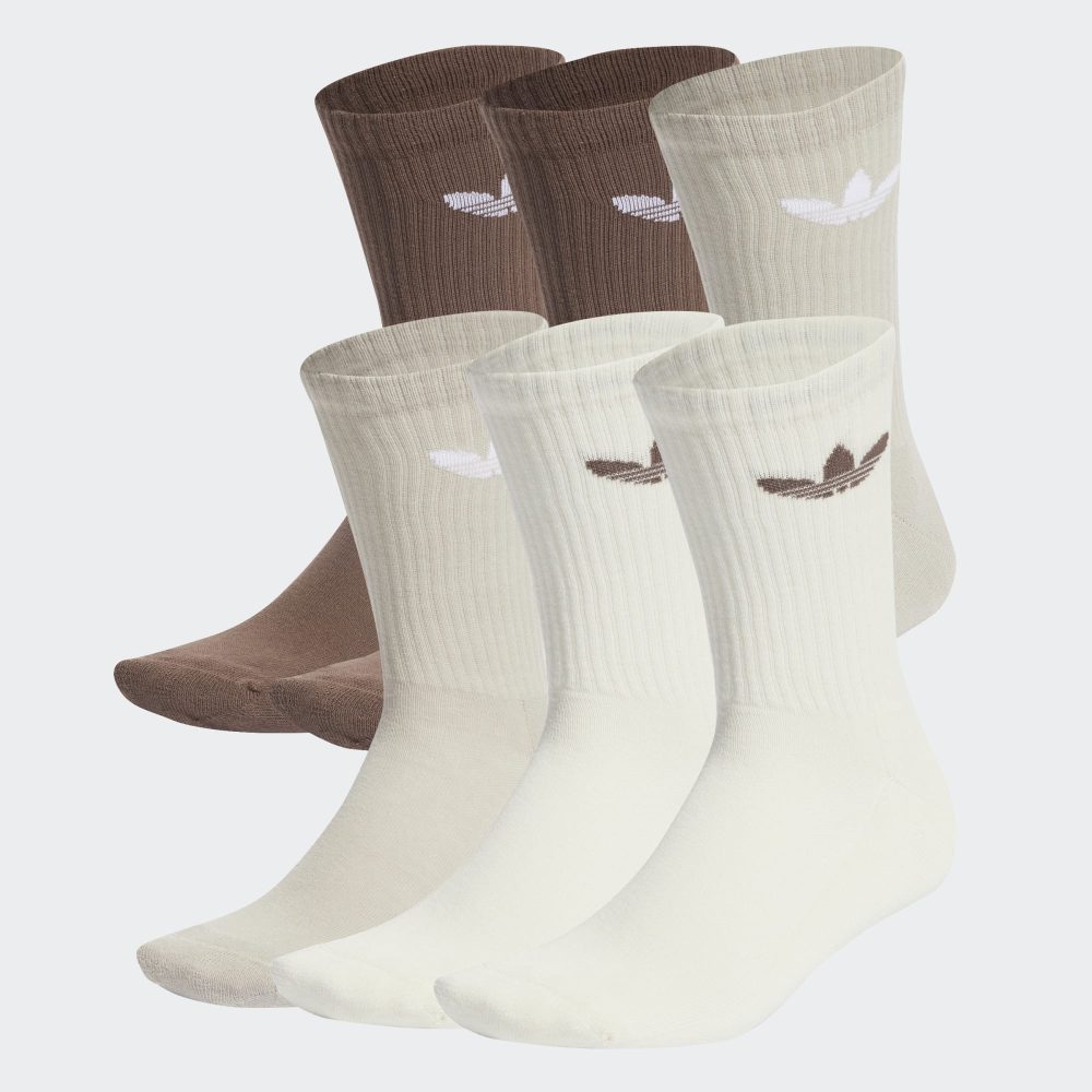 Adidas Trefoil Crew Sock Cushion 6 Pair Pack Brown