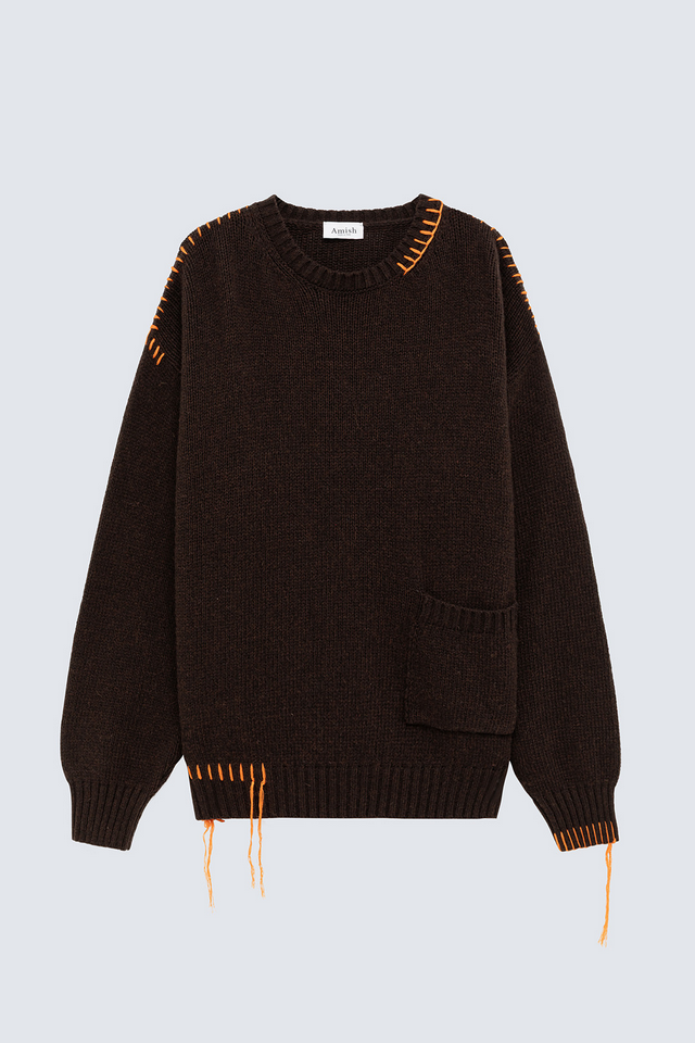 Amish Crew Crop Pocket Knit Basting
