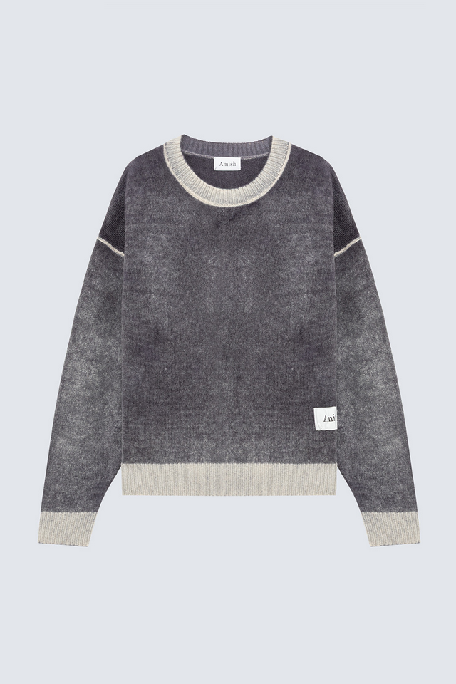 Amish Crew Neck Wool Printed