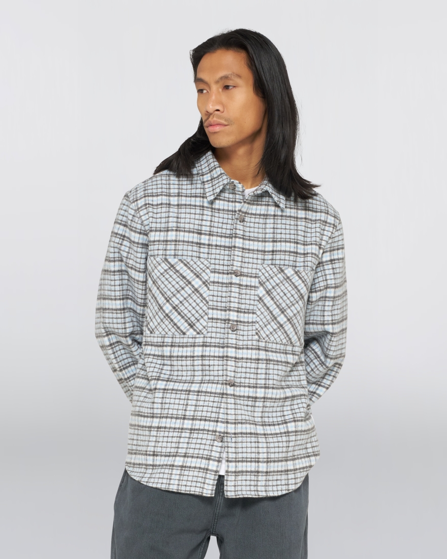 Edwin Julius Shirt LS Blue Grey
