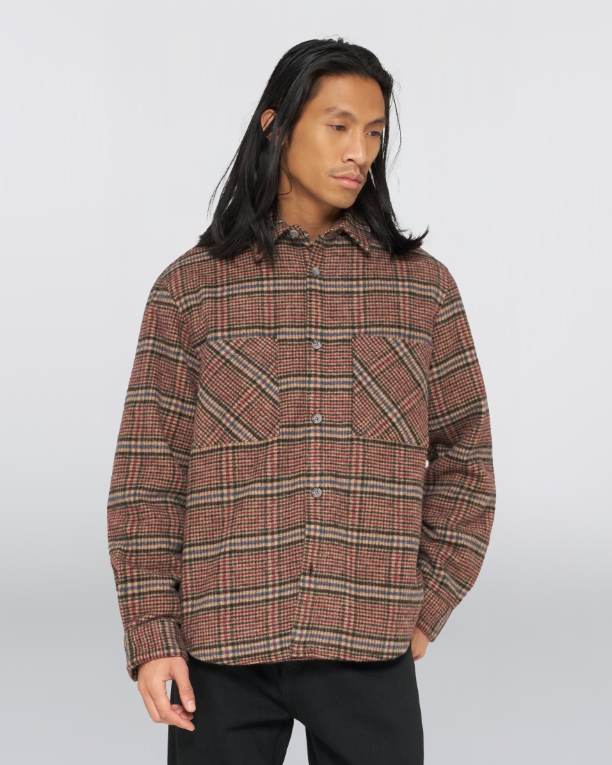 Edwin Julius Shirt LS Burgundy Blue