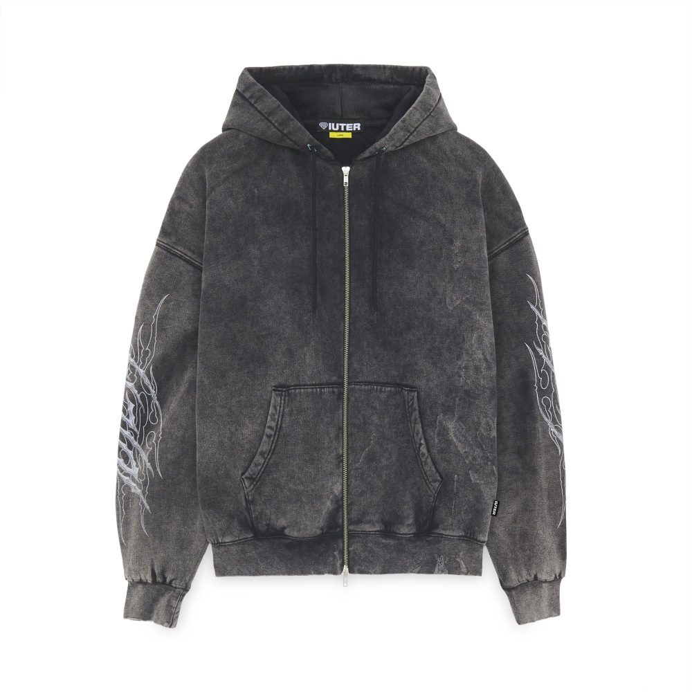 Iuter Trobal Marble Zip Hoodie Marble Black