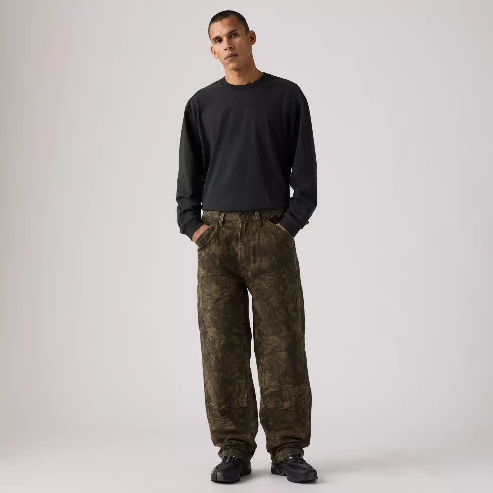 Levis 568 Loose Straight Double Knee Carpenter Raleigh Camo Dark Olive Canvas