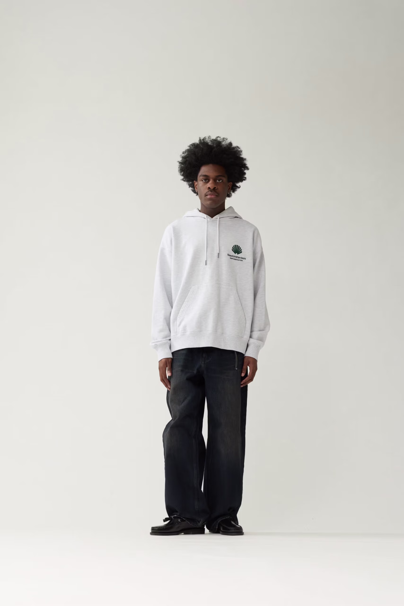 New Amsterdam Logo Hoodie Ash Bottle Green