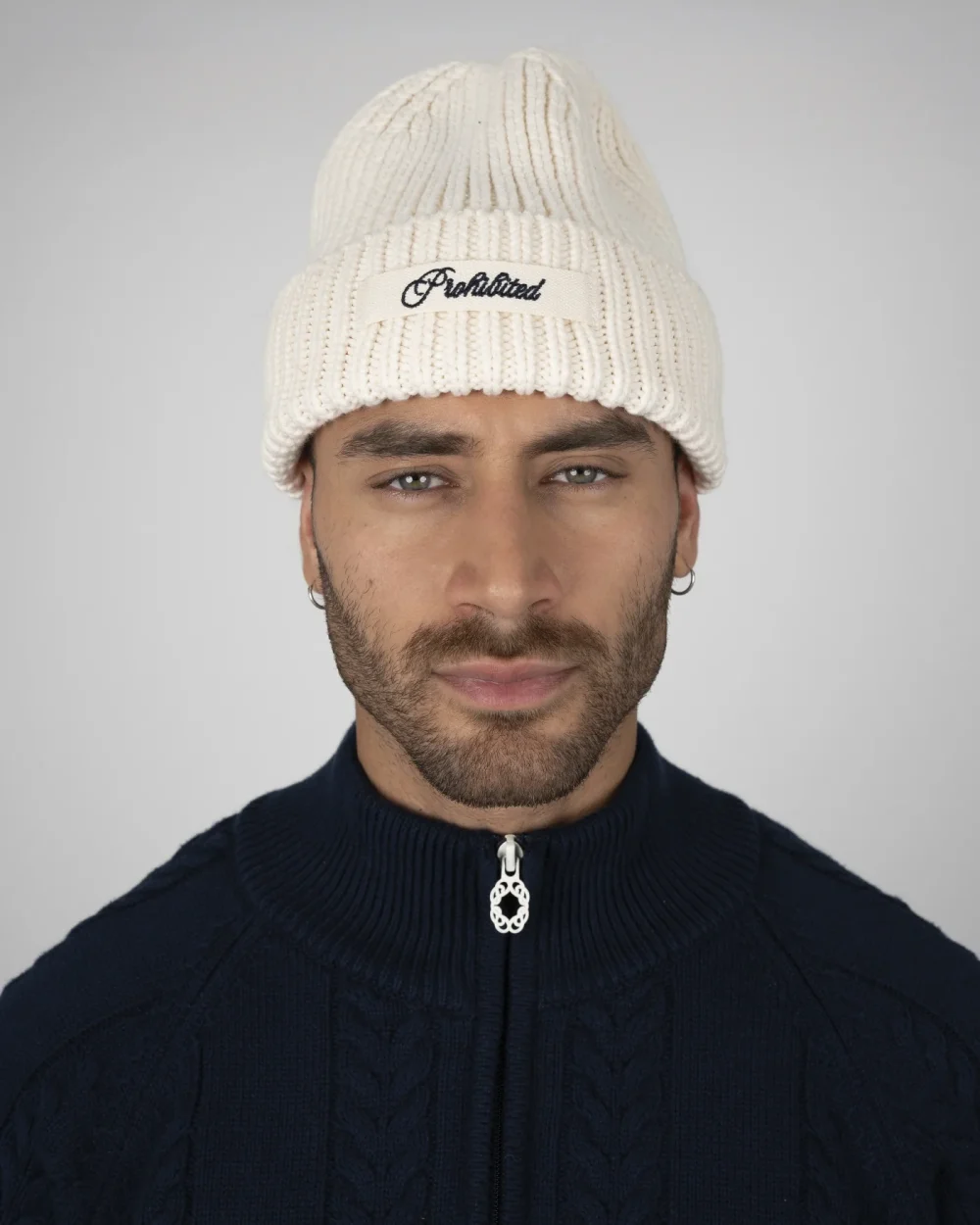 Prohibited Echo Knit Beanie Cream