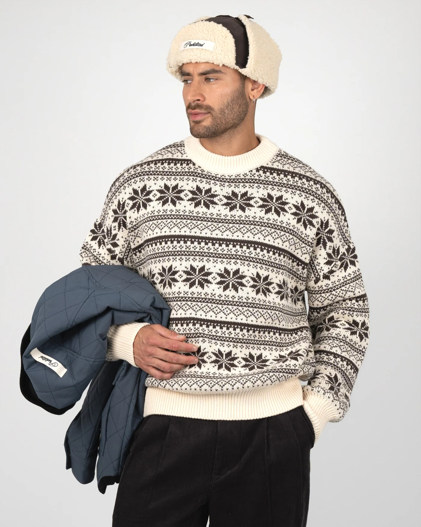 Prohibited Norwegian Knit Sweater Dark Brown