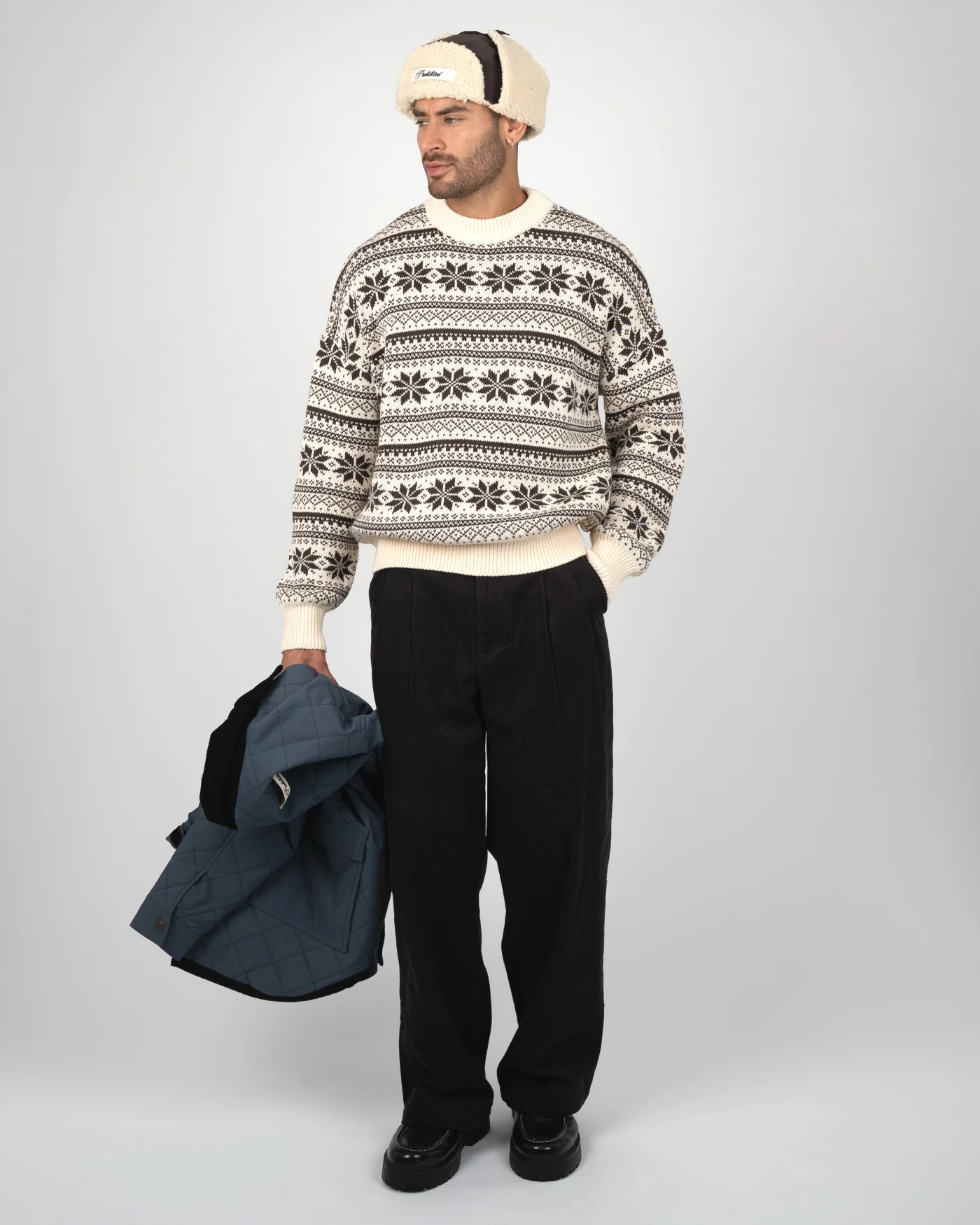 Prohibited Norwegian Knit Sweater Dark Brown