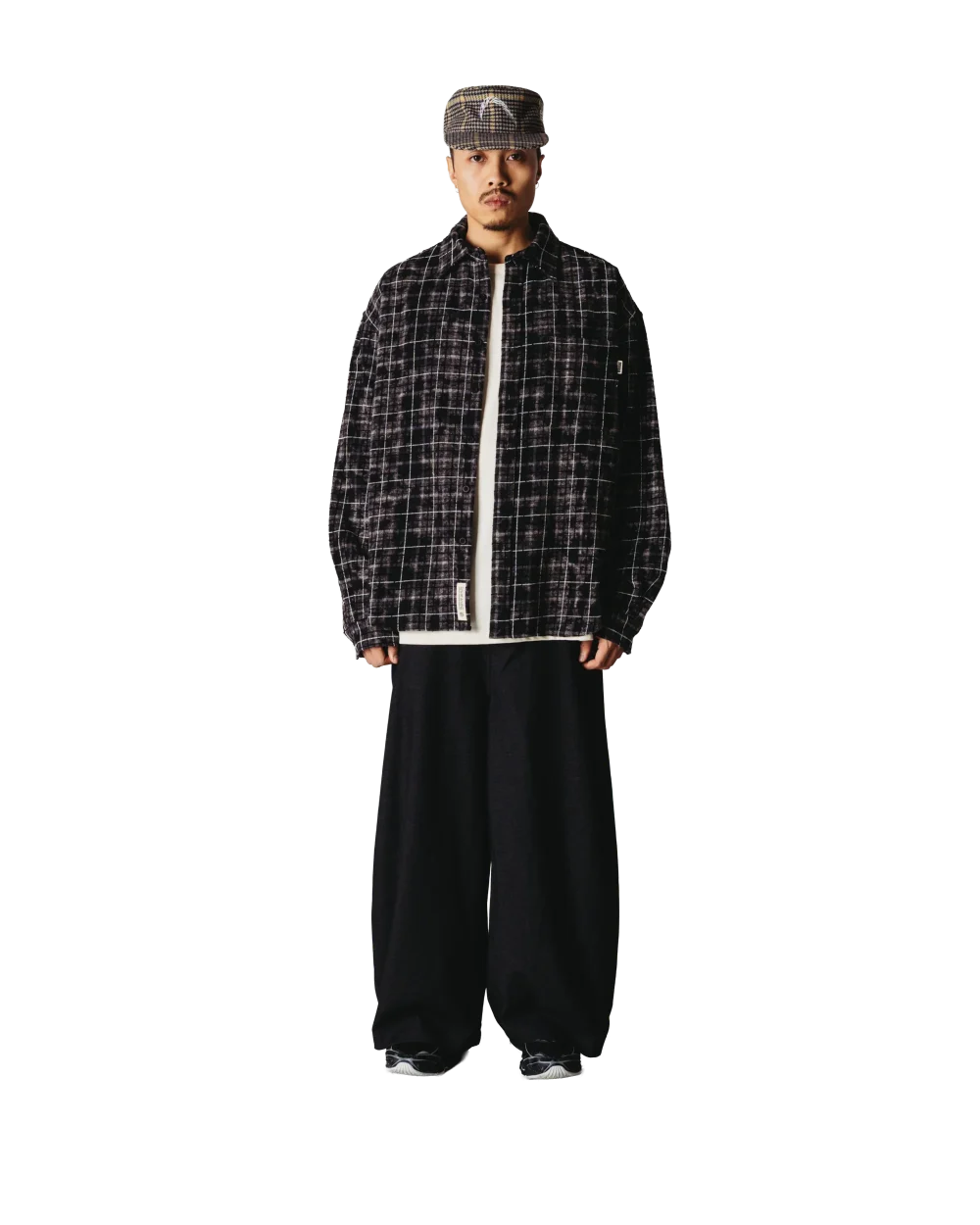 Woodbird Jong Wash Check Shirt Black White