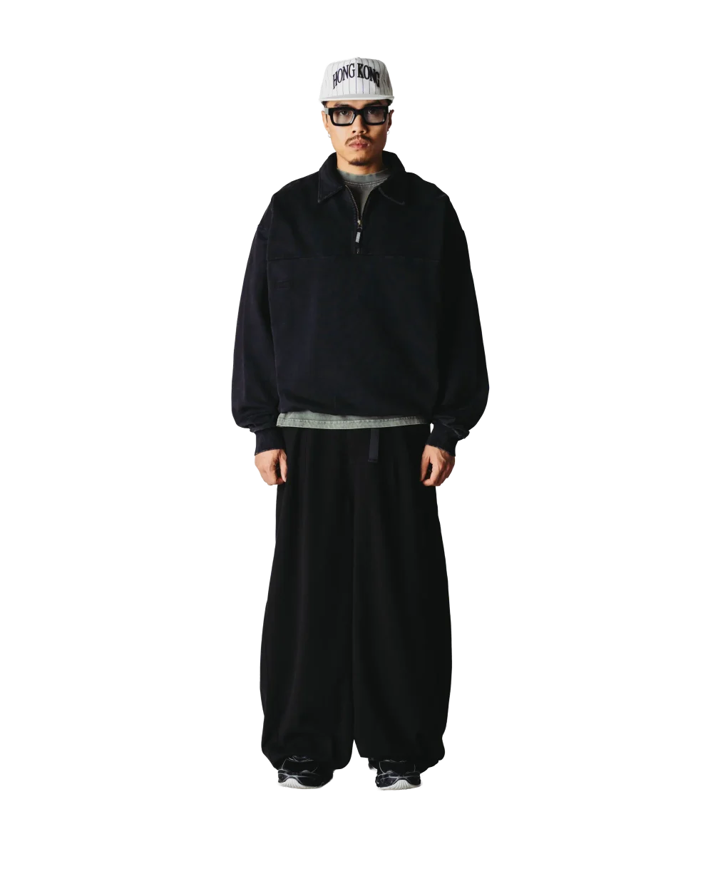 Woodbird Loke Washed Zip Polo Black